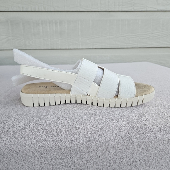 Easy Street Magge Sandals Women SZ 8 White Comfort Slingback Buckle Boho - Picture 4 of 11